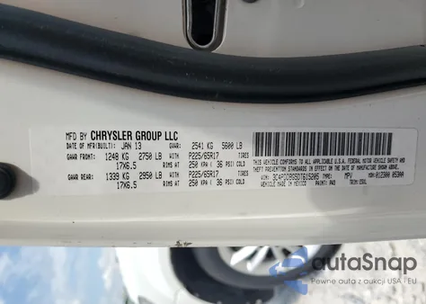 2013 Dodge Journey Sxt из США, поврежденный, VIN 3C4PDDBG5DT615205